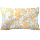 Almofada Retangular Floral Amarelo e Bege Sued Premium 50x28cm