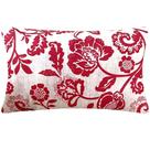 Almofada Retangular Floral Vermelho e Bege Sued Premium 50x28cm