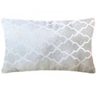 Almofada Retangular Luxo Geométrico Prata e Branco 50x28cm