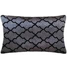 Almofada Retangular Luxo Geométrico Preto e Prata 50x28cm