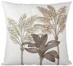 Almofada Sarja 52x52cm Com Bordado Fino Coqueiro Bege I Almofada Sarja 52x52cm Com Bordado Fino Coqueiro Bege I