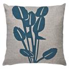 Almofada Tecido Bouclé Com Linho Flor Tulipa Azul Cru 50x50