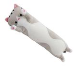 Almofada Travesseiro Corpo Pelúcia Macia Gato Cinza 70cm