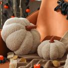Almofada YRXRUS Pumpkin Teddy Fleece Halloween Set 2 em branco