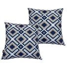 Almofadas Cheias para Sofá Impermeável Geométrica Azul Kit 2 45cmx45cm