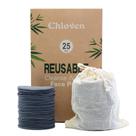 Almofadas removedoras de maquiagem Chloven Charcoal Bamboo reutilizáveis x25