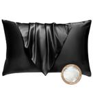 Almohada BHZ King Size de Plumas de Ganso con Funda de Satén Negra