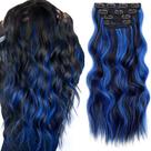 Alongamento de cabelo KookaStyle Long Wavy Sintético 50cm Azul