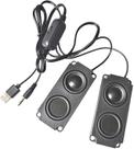Alto-falantes USB para computador, tamanho pequeno, conector de 3,5 mm, preto