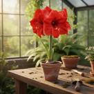 Amaryllis Carmen - Rizoma Adulto com Folha Amaryllis Carmen - Rizoma Adulto com Folha