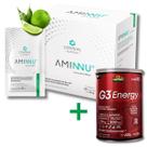 Aminnu Sem Xilitol - 10g 30 Sachês - Central Nutrition - Sabor Limão + G3 Energy Cafeína Taurina Pré Treino