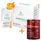 Aminnu Sem Xilitol - 10g 30 Sachês - Central Nutrition - Sabor Tangerina + G3 Energy Cafeína Taurina Pré Treino