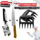 Amolador Aço INOX + Faca Cabo e 30 Cm Profissional + Garras Urso Para Churrasco
