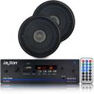 Amplificador Bt 120w Som Ambiente + 2 Caixa Embutir 5p Preta