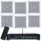 Amplificador Frahm Slim 3700 G5 BT/USB/SD/AUX 240W e 6 Arandelas 6 pol Quadradas de Teto Parede JBL 6CO1Q 25W cada