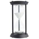 Ampulheta Decorativa Cor Preto Fosco Areia Branca Luxo Decoração 21.5 cm