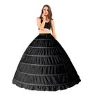 Anágua Saiote Armação Vestido de Festa Baile 6 Aros Preto
