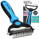 Ancinho para cuidados com animais de estimação Maxpower Planet, dupla face, Deshedding, azul