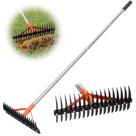 Ancinho para palha CKLT com 18 dentes de aço e cabo ajustável de 159 cm Ancinho para palha CKLT com 18 dentes de aço e cabo ajustável de 159 cm
