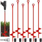 Anclajes de Tierra con Hoja en Espiral Chumia 6 Piezas para Jardín (Rojo)