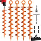 Anclajes de Tierra en Espiral para Trampolín, Paquete de 4, Naranja Anclajes de Tierra en Espiral para Trampolín, Paquete de 4, Naranja