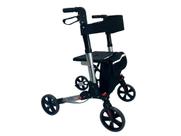 Andador 4 Rodas Assento Bolsa Encosto Dobrável Aluminio Freio Idoso Regulagem Ortopédico 130Kg 1.85m Triciclo Premium Idoso Adulto Suporte Geriátrico