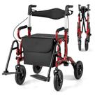Andador Goplus 2 em 1 Rollator Cadeira de Rodas, Pneus de 23 cm