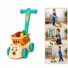 Andador Infantil Menino Completo Kit Mini Mercado Carrinho Feira Cestinha Brinquedo Educativo Primeiros Passos Bebe Aces