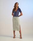 Andreza Chagas Saia Andrea Midi Jeans Claro