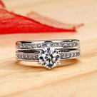 Anéis De Casamento De Luxo Para Mulheres, Clássicos Com Seis Garras E Zircônia Cúbica, Joias De