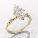 Anéis de Casamento Luxuosos com Cristais Marquise CZ - Prata e Ouro Anéis de Casamento Luxuosos com Cristais Marquise CZ - Prata e Ouro