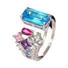 Anéis De Noiva Geométricos Coloridos Em CZ Para Mulheres, Tamanho Único Ajustável, Joias De Moda Anéis De Noiva Geométricos Coloridos Em CZ Para Mulheres, Tamanho Único Ajustável, Joias De Moda