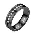 Anéis De Noivado Em Aço Inoxidável Com Cristal Para Casais, Presente De Joias De Casamento I LOVE