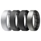 Anéis de silicone ROQ, pacote com 4 bordas chanfradas para homens, tamanho 12