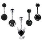Anéis de umbigo JFORYOU Surgical Steel Skull Hand Opal