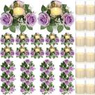 Anéis de vela, grinaldas, rosa artificial Yunlly, com velas de LED Anéis de vela, grinaldas, rosa artificial Yunlly, com velas de LED