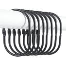 Anéis para cortinas de chuveiro Goowin Oval Snap Metal Black (12 unidades)