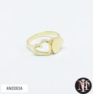 Anel 2 corações banhado a ouro 18k