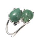 Anel 2 Pedras Quartzo Verde Gota Lisa Prata 950 Ajustável Anel 2 Pedras Quartzo Verde Gota Lisa Prata 950 Ajustável