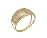 Anel 3 Cores Abaulado Ouro Dois Aros Bombe Largo Texturizado