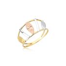 Anel 3 CORES COLORIDO FOLHA ROSÉ BRANCO AMARELO OURO 10k A49