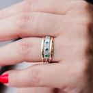 anel 3 elos feminino prata 925 zirconia verde