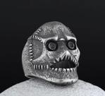 Anel Aço Inox Gótico em Formato de Caveira Banda Rock Acabamento Envelhecido( Tam 32)