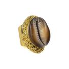 Anel Ajustável Búzios Degradê 3,3 cm dourado em metal