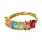 Anel Ajustável Em Cor Dourada Com Cristal Arco-Íris Em Forma De Gota Para Mulheres, Joias De Moda Em