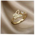 Anel ajustável feminino borboleta - banhado a ouro 18k