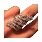 Anel Ajustável Feminino com Folha de Azeitona e Zircônia Cúbica Marquise Anel Ajustável Feminino com Folha de Azeitona e Zircônia Cúbica Marquise