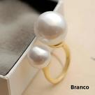 Anel Ajustável Feminino De Pérolas Duplas Estilo Coreano Chique Branco E Preto - Presente