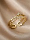 Anel ajustável feminino laço - banhado a ouro 18k