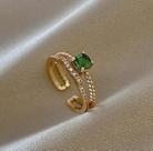Anel ajustável pedra feminino - banhado a ouro 18k